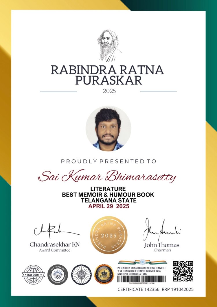 Sai Kumar Bhimarasetty Honoured with Rabindra Ratna Puraskar 2025 for Best Memoir & Humour